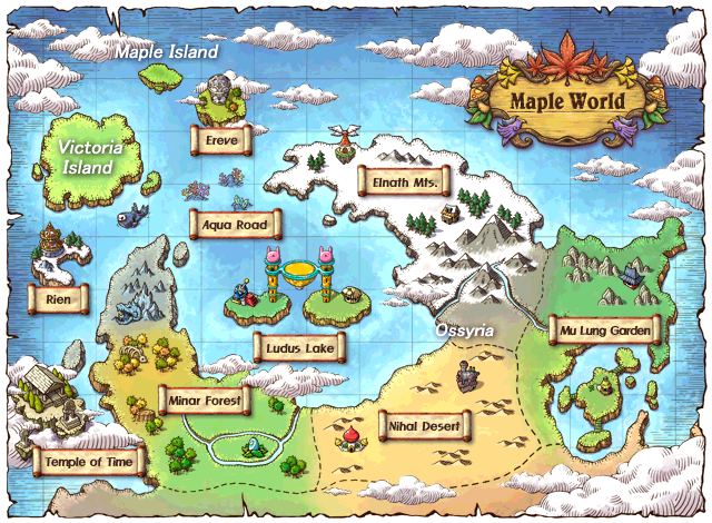 The Maple World map, as shown in-game